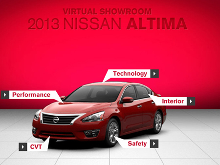 Showroom اتومبیلهای "نیسان" بر روی موبایل
